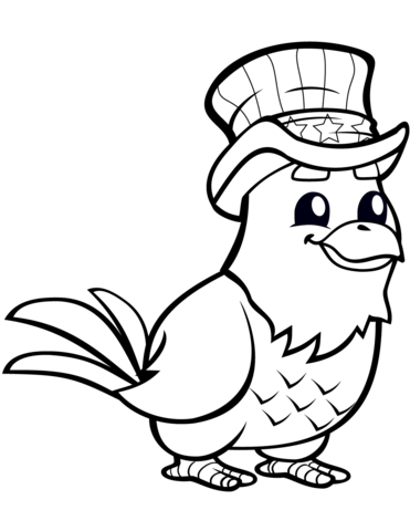 Funny Eagle With Top Hat Coloring Page